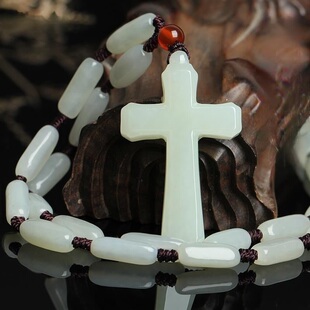 爆款青白色十字架信物吊坠挂件项链男女款挂坠饰品百搭