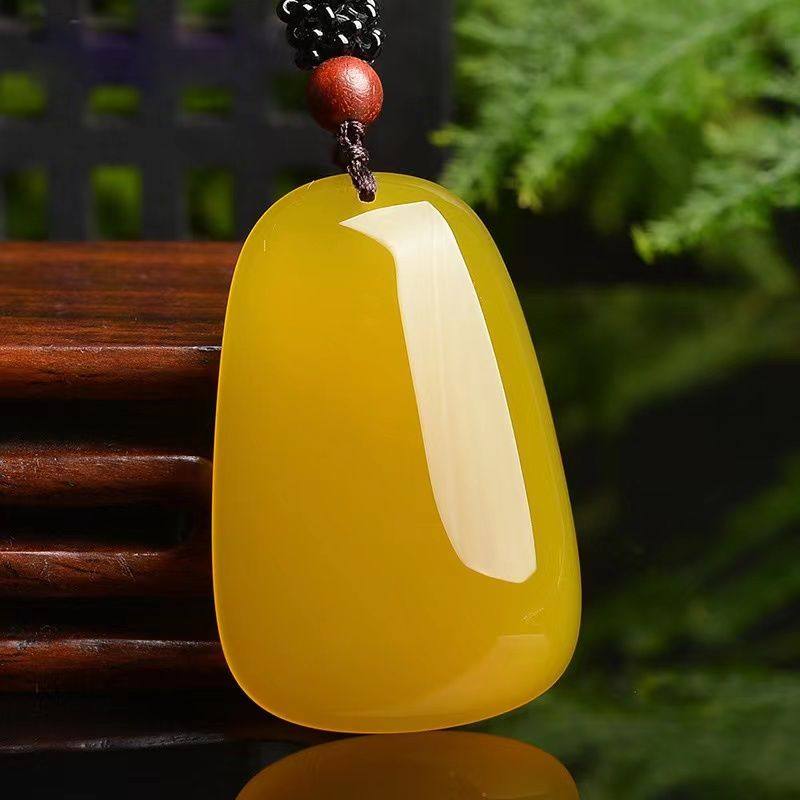 天然黄玛瑙无事牌吊坠男女款玉石挂件玉佩玉坠百搭