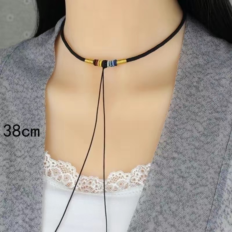 高档手工编织黑绳吊坠绳项圈项链绳情侣挂绳平安时尚百搭宝宝项圈