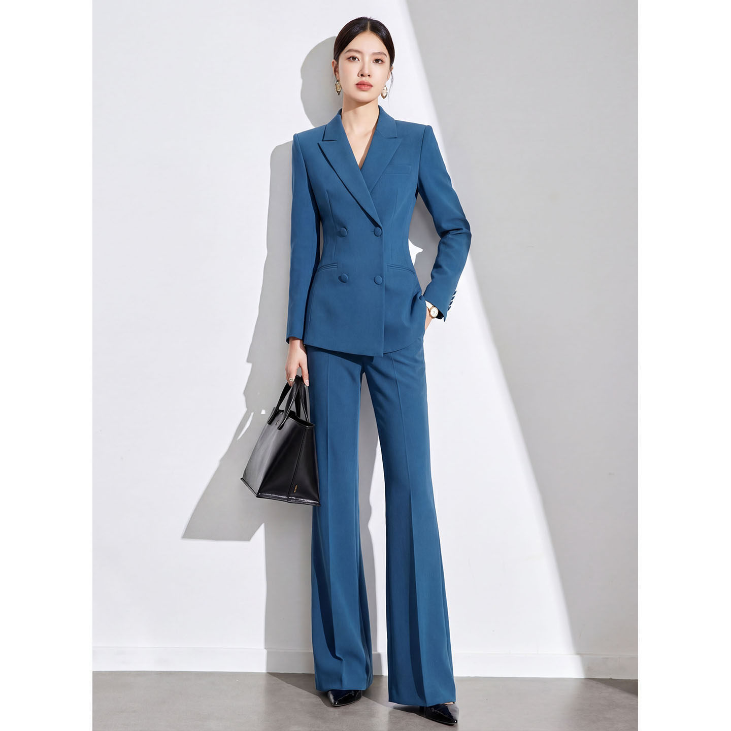 轻奢优雅风双排扣长袖西装套装女职场通勤风高级感蓝色两件套春秋,女装/女士精品,西装,淘宝优惠券,粉丝福利购,淘宝优惠卷