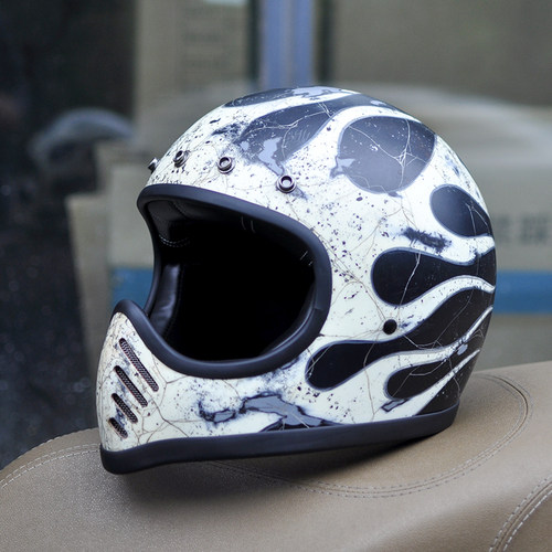 汤普森专业复古头盔手绘diymoto3