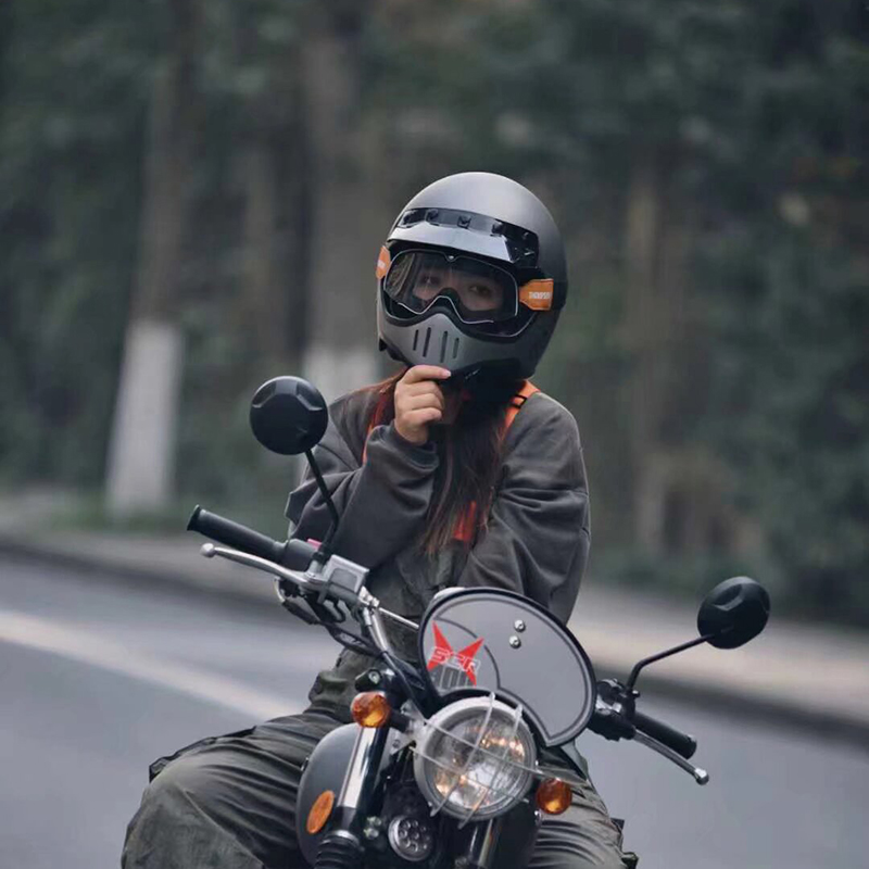 湯普森復古玻璃鋼頭盔巡航機車