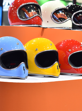 汤普森  新款复古头盔玻璃钢闪电造型 MT05摩托车头盔 3C安全认证