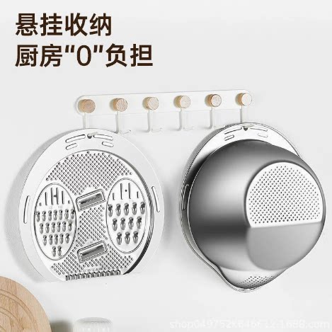 304不锈钢多功能切菜刨丝器擦土豆波浪刀洗淘米盆沥水篮用