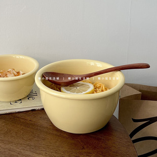 糖小姐 奶油风陶瓷碗家用宽口碗韩国ins风奶呼呼吃饭碗酸奶碗餐具