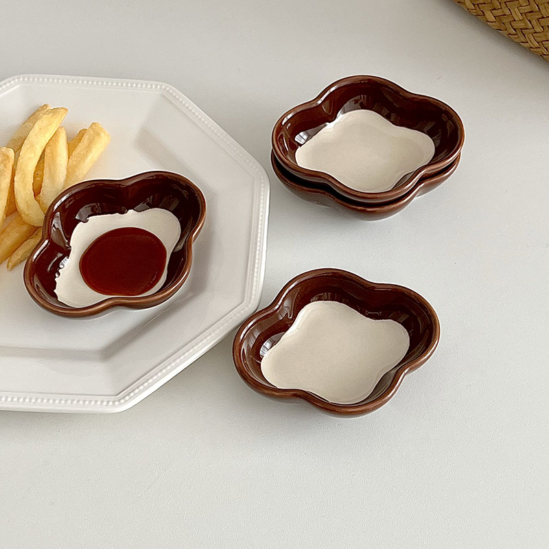 日式ins复古咖色云朵小料碟