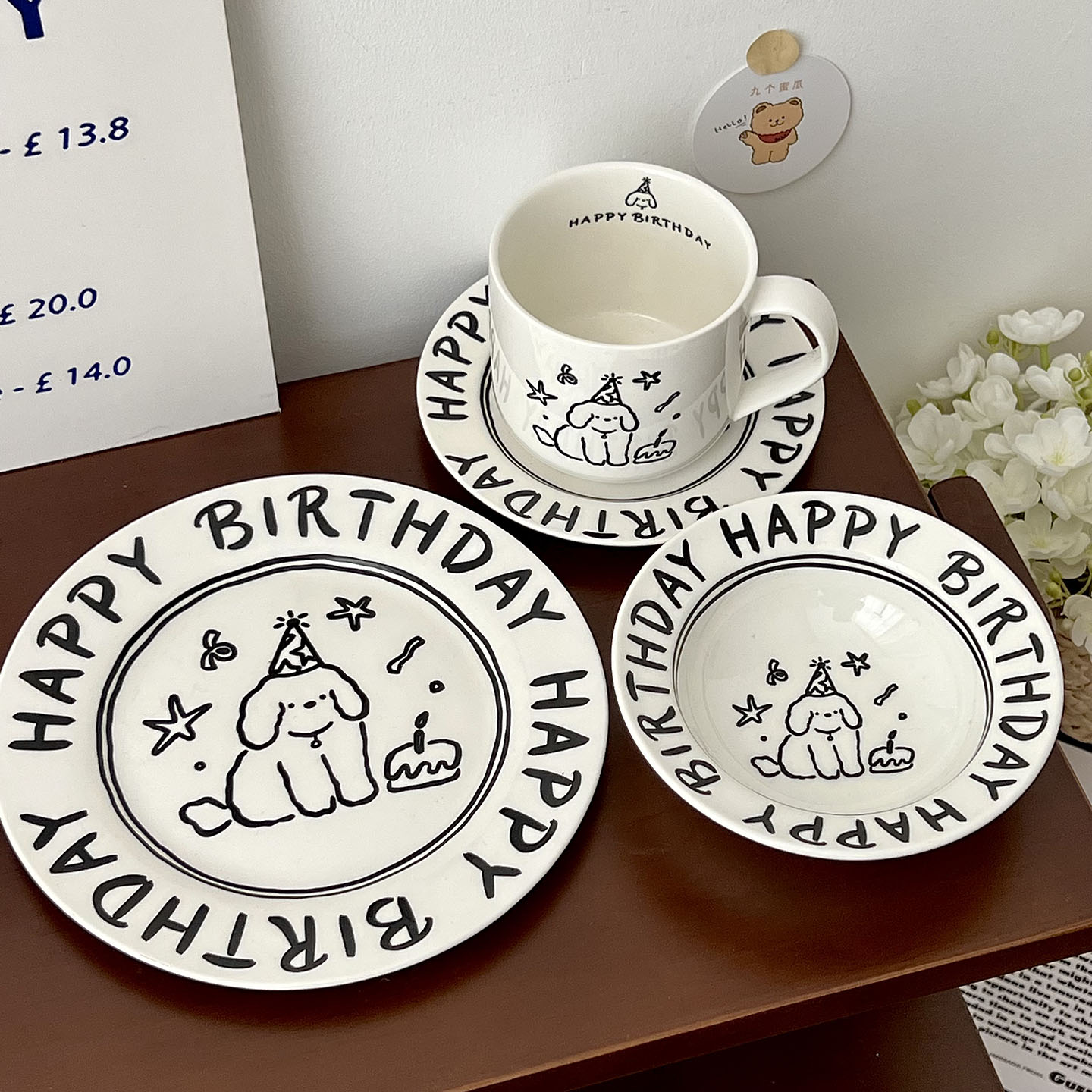 可爱涂鸦小狗高颜值餐具套装