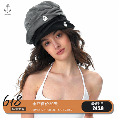 PAnchor*复古金属扣翘檐马术帽
