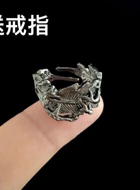 羽毛荆棘系列开口戒指百搭小众设计手饰男女通用开口可调节戒指
