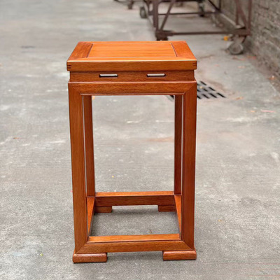 金花梨格木明式简约花几加粗实木四方花架家用客厅单个盆景架60cm