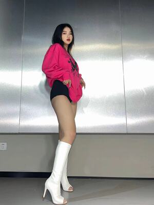 BOOMHEELS爵士舞筒靴细跟白色