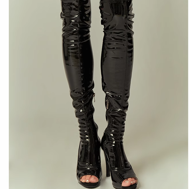 蹦蹦同款爵士舞过膝靴鱼嘴