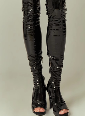 【BOOM HEELS】蹦蹦同款 黑色过膝高跟鞋heels