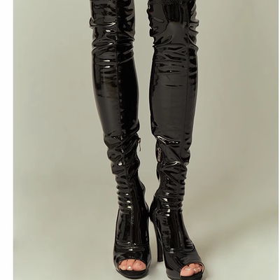 蹦蹦同款爵士舞过膝靴鱼嘴