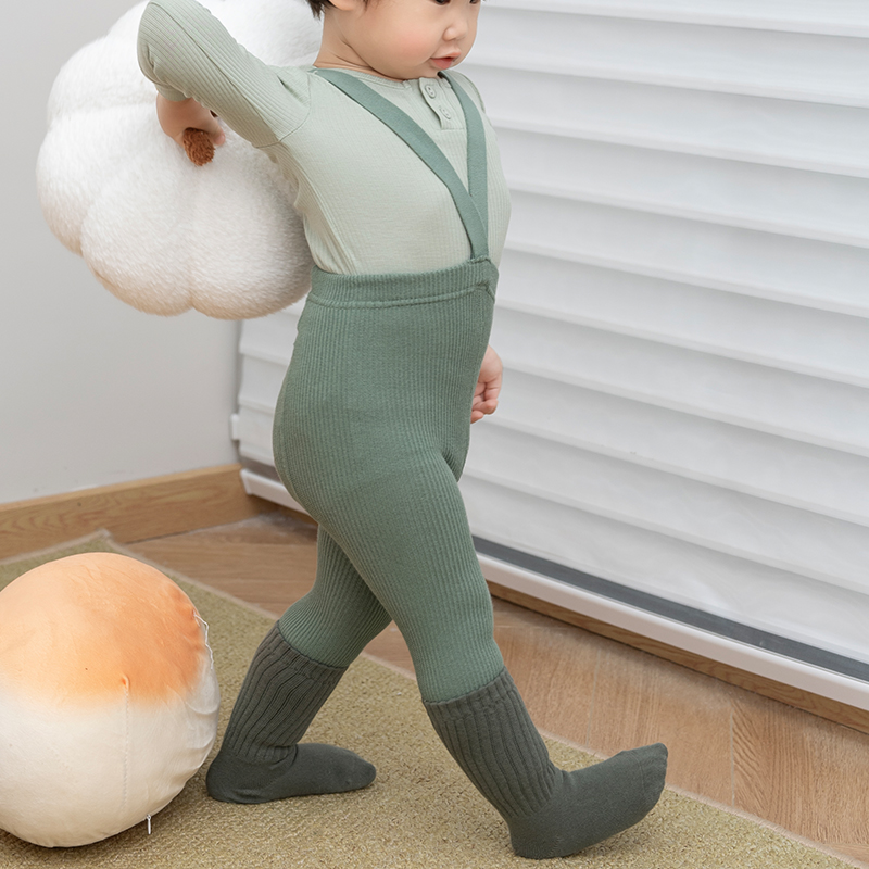 拉波米儿童连体包屁衣背带裤套装宝宝春秋男女宝宝举重裤洋气套装