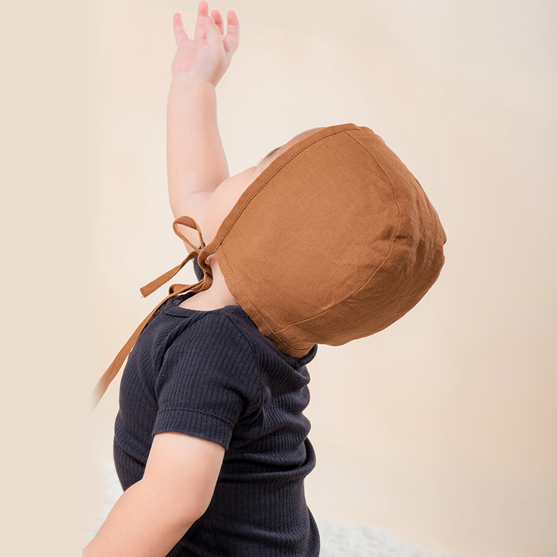 亚麻双层无骨吸湿透气亚麻帽