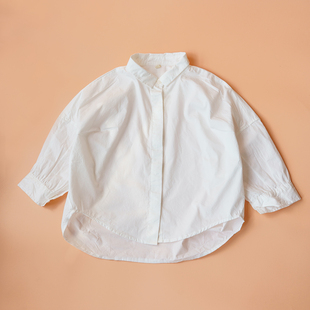 拉波米春夏季儿童纯色宽松女童衬衣韩版休闲长袖宝宝男童上衣衬衫