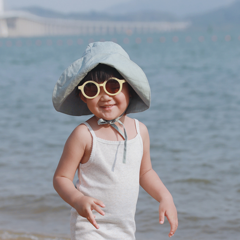 宝宝2022新款夏季亚麻防晒帽