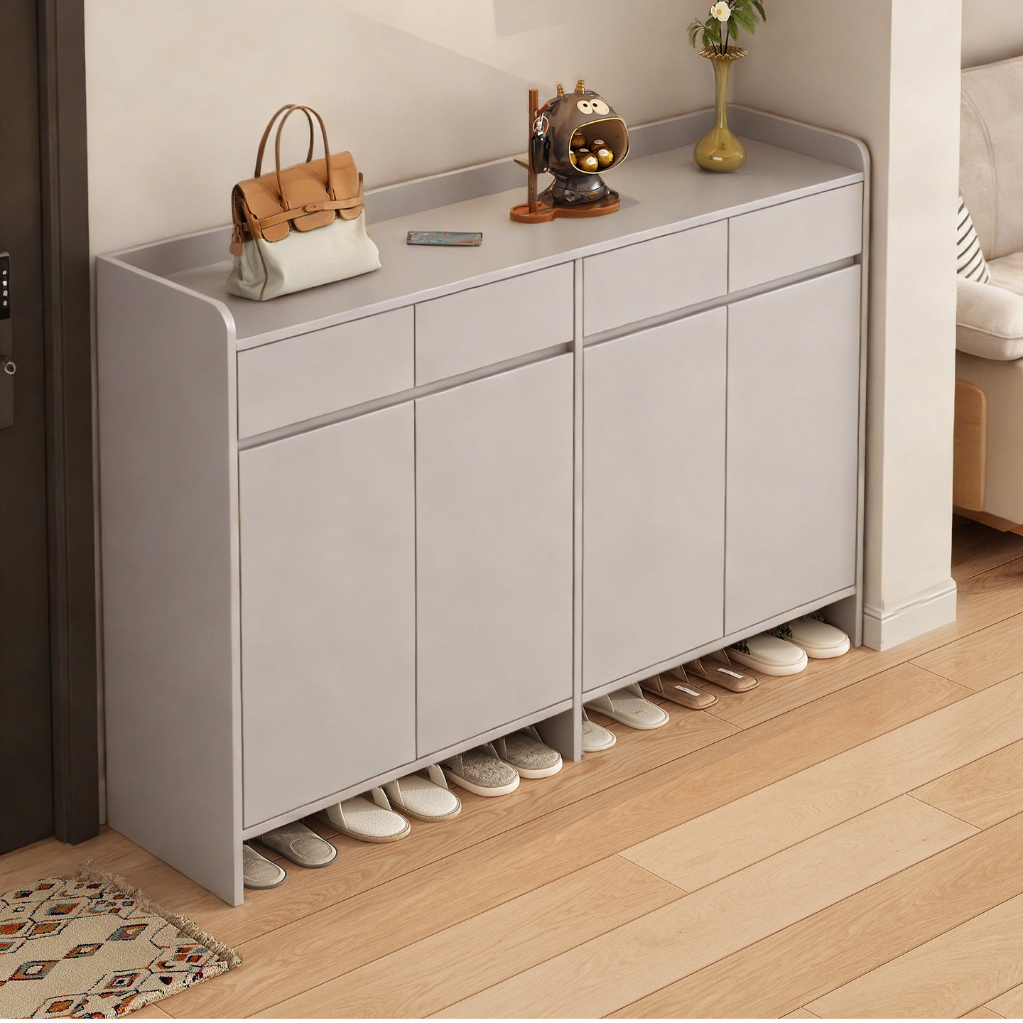 鞋柜家用门口玄关入户储物柜客厅简约现代靠墙实木生态板收纳柜