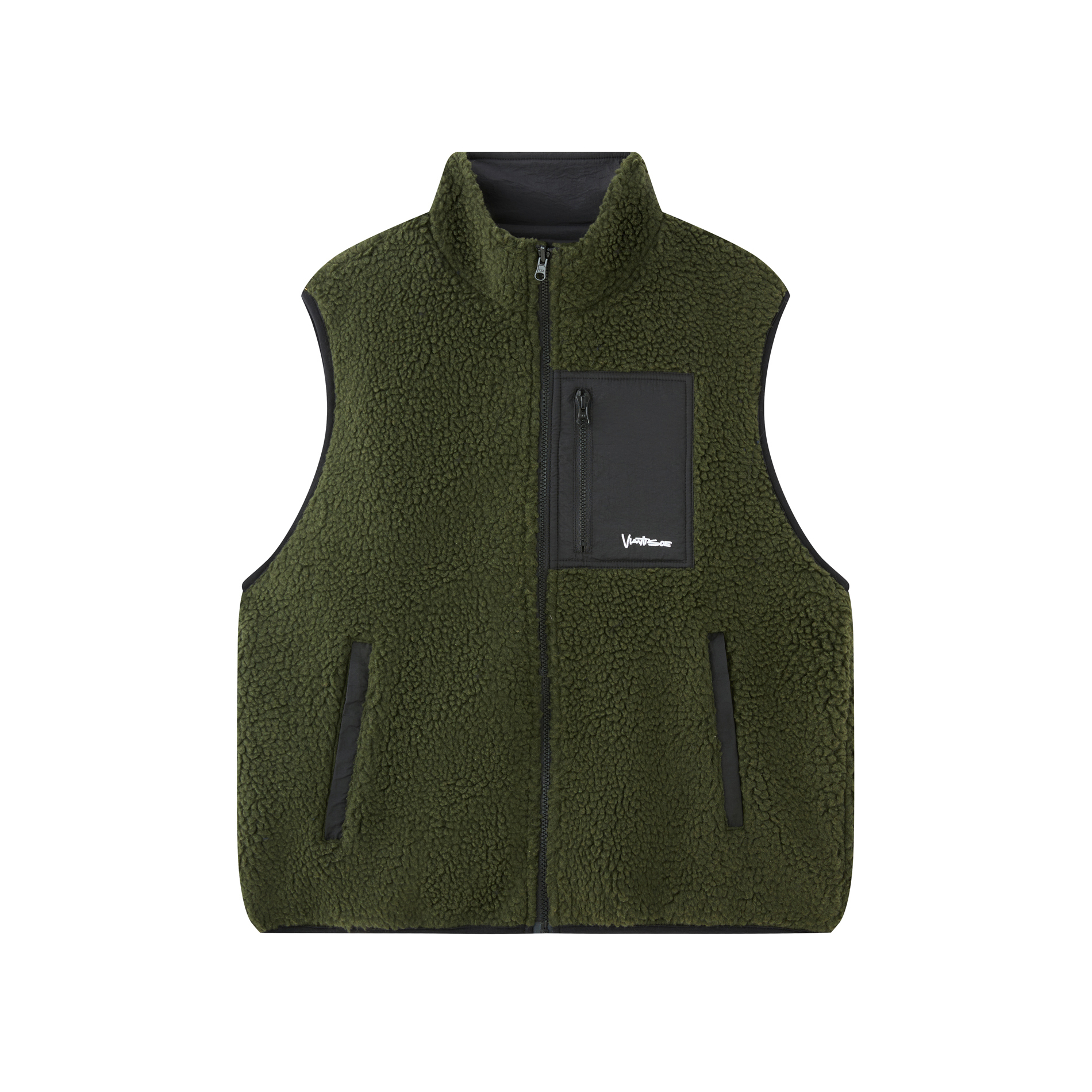 双面穿羊羔绒立领马甲羊羔绒黑色