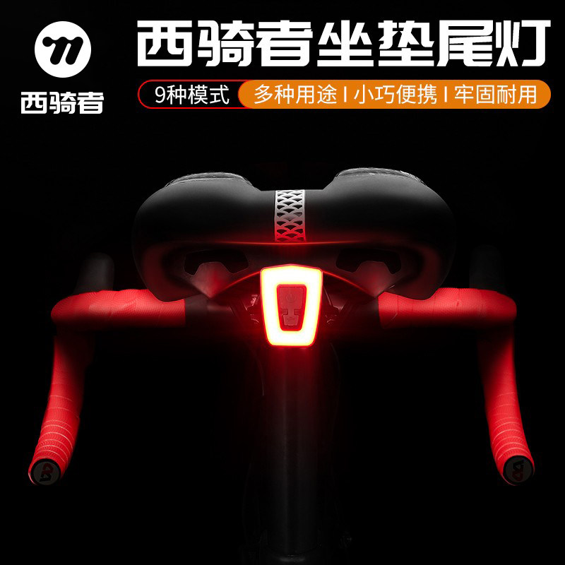 西骑者自行车尾灯骑行安全夜骑警示灯USB充电尾灯公路山地车配件