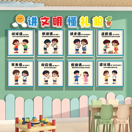 幼儿园环创主题墙贴礼貌文明用语教室走廊墙面装饰开学神器布置