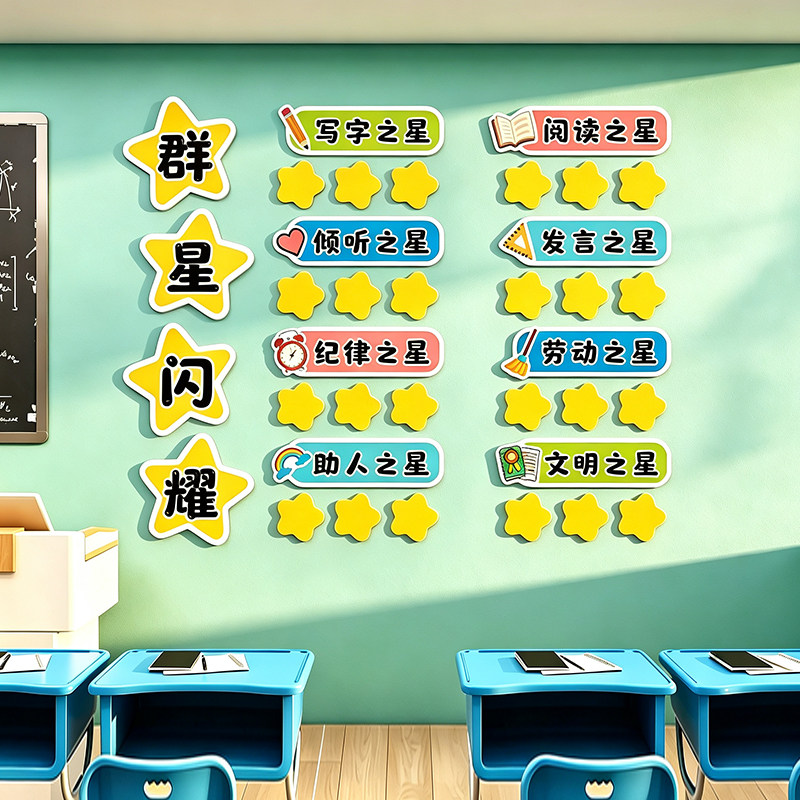 群星闪耀班级之星墙贴夸夸荣誉榜初中小学教室布置装饰幼儿园环创