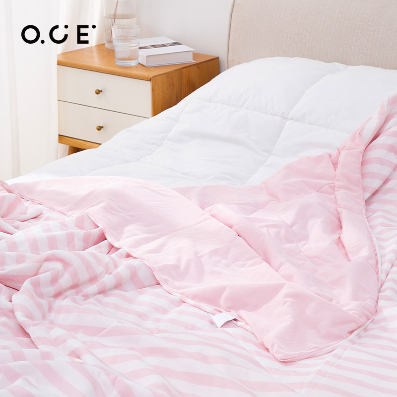 OCE家用床上条纹薄款冷感被空调被子夏季被套凉凉被学生宿舍