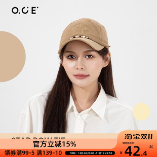 OCE时尚复古鸭舌帽蝴蝶结女款2026夏季大脸显脸小宽沿深顶棒球帽