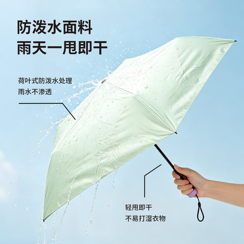 OCE超轻羽毛太阳伞小巧便携黑胶防晒防紫外线折叠晴雨两用遮阳伞