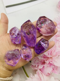 天然紫水晶随形爆彩彩红一物一图高品质紫水晶晶体好