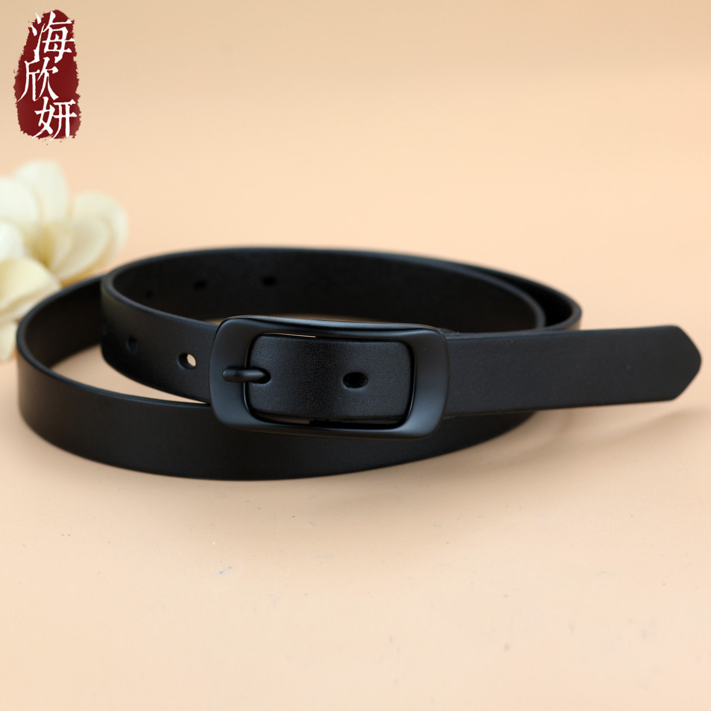 皮带女真皮头层纯牛皮黑色简约休闲百搭腰带高级感装饰配牛仔裤带