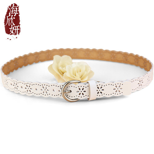 镂空女士针扣真皮宽皮带百搭裤带