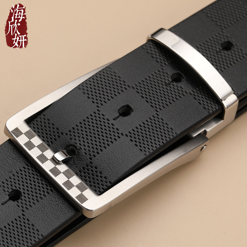 皮带男头层纯牛皮商务休闲正装针扣真皮腰带2026新款青年牛仔裤带