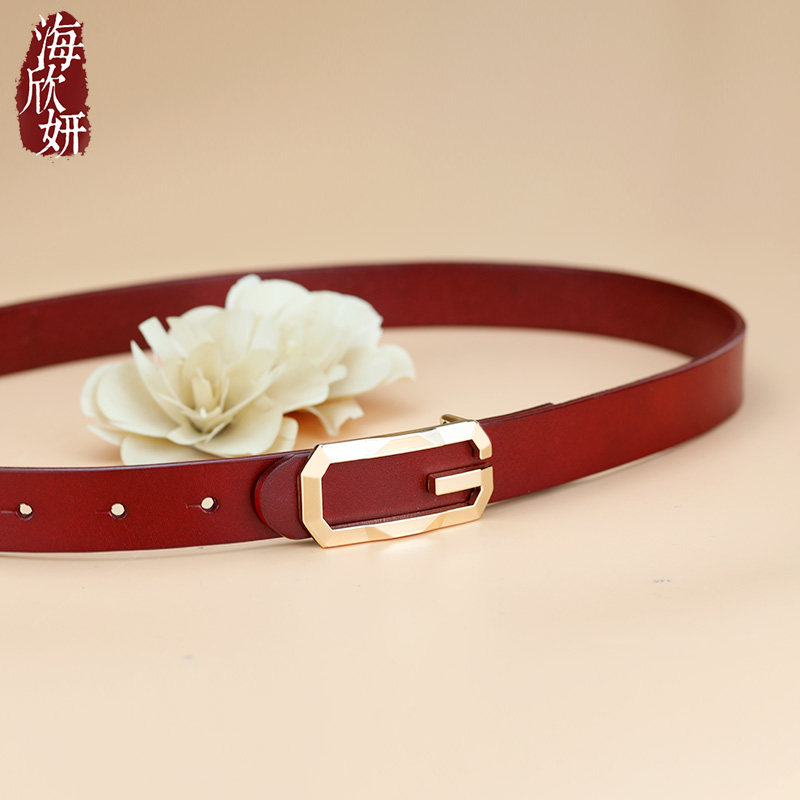 皮带女2026年真皮头层牛皮红色本命年腰带时尚百搭装饰配裙子裤带