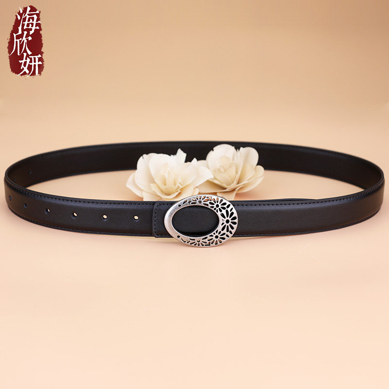 皮带女真皮牛皮黑色小众设计感宽腰带时尚百搭装饰配裙子牛仔裤带