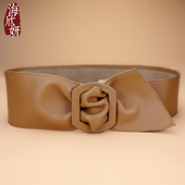 腰封女束腰真皮软头层牛皮棕色时尚 饰宽腰带配裙大衣 简约高级感装