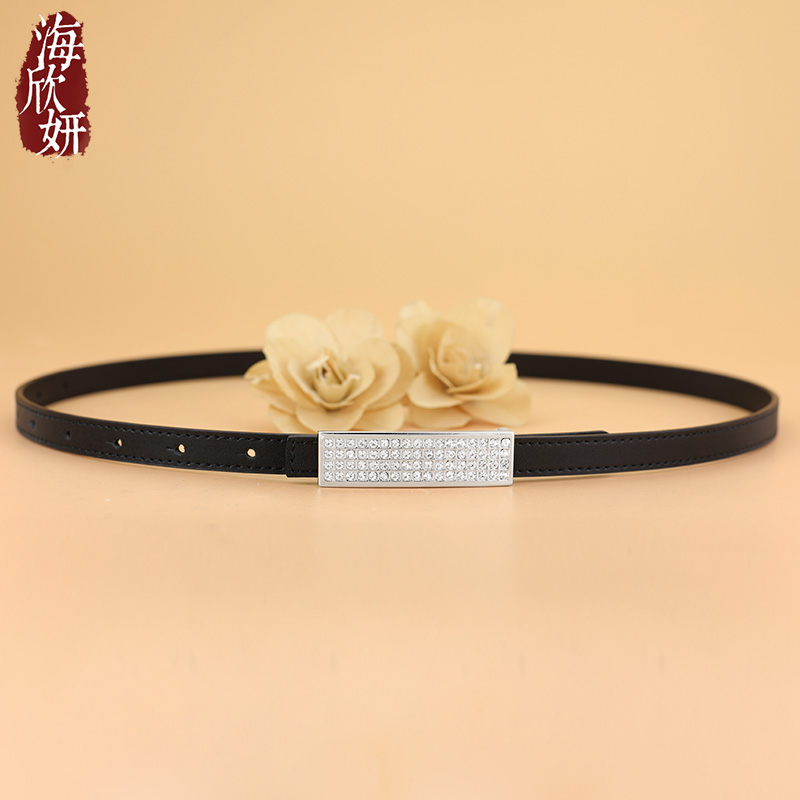 小腰带女真皮牛皮黑色高级感平滑扣皮带时尚百搭装饰配裙腰链裤带