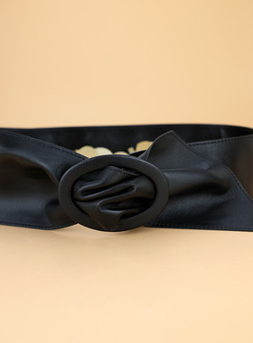 腰封女真皮软羊皮黑色时尚百搭腰带装饰配西装连衣裙毛衣宽皮带