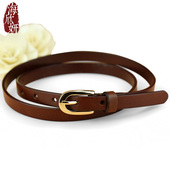 皮带女真皮纯头层牛皮休闲百搭复古针扣腰带细配裙子装 饰简约裤 带