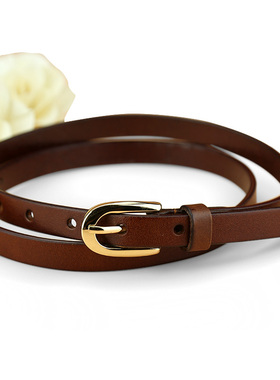 皮带女真皮纯头层牛皮休闲百搭复古针扣腰带细配裙子装饰简约裤带