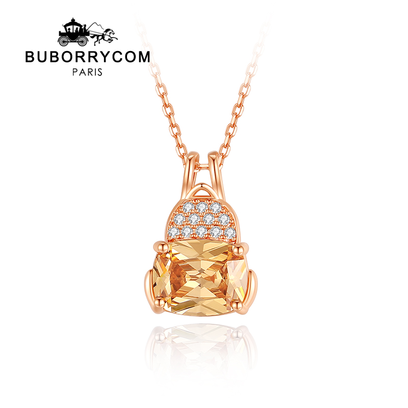 巴宝黎 2022原创设计长箱厮守项链18k镀金玫瑰金礼物送女友