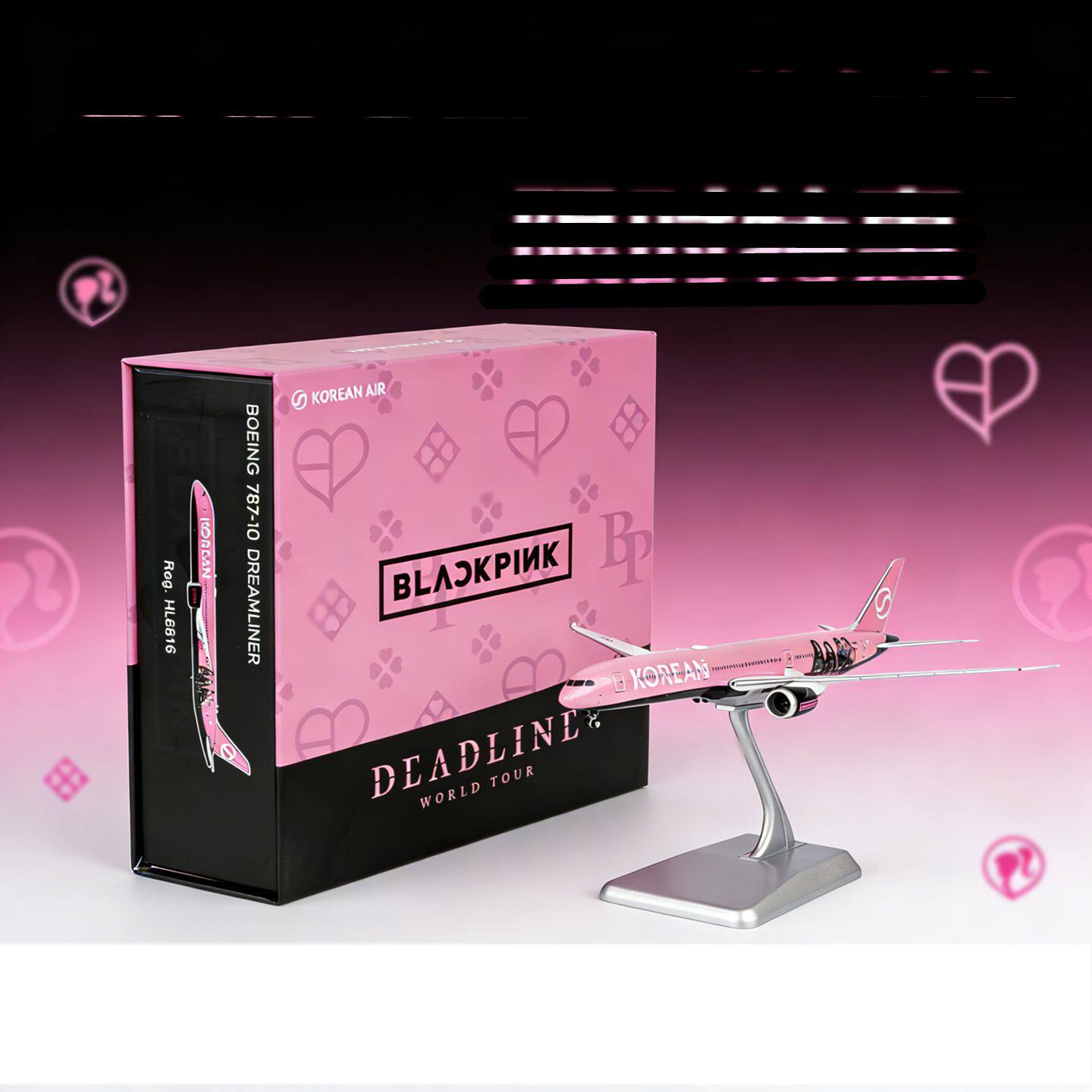NG1：400比例合金飞机大韩航空波音787-10BLACK PINK客机成品模型