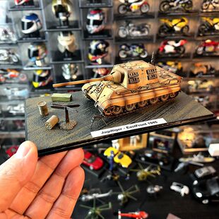 坦克世界闪击战1：72合金坦克模型德国猎虎迷彩场景坦克模型摆件