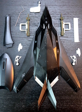 72比例合金飞机F117隐形轰炸机成品金属模型带武器舱可互换摆件