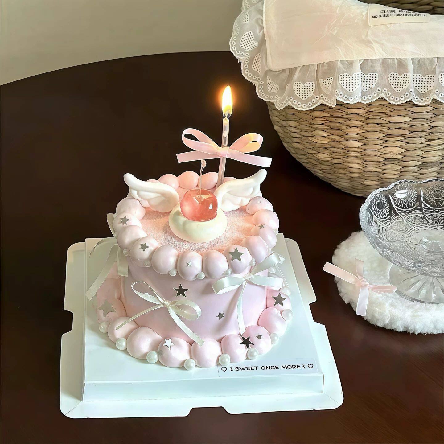 网红水晶樱桃蛋糕装饰仿真果子生日甜品烘焙蛋糕插件摆件