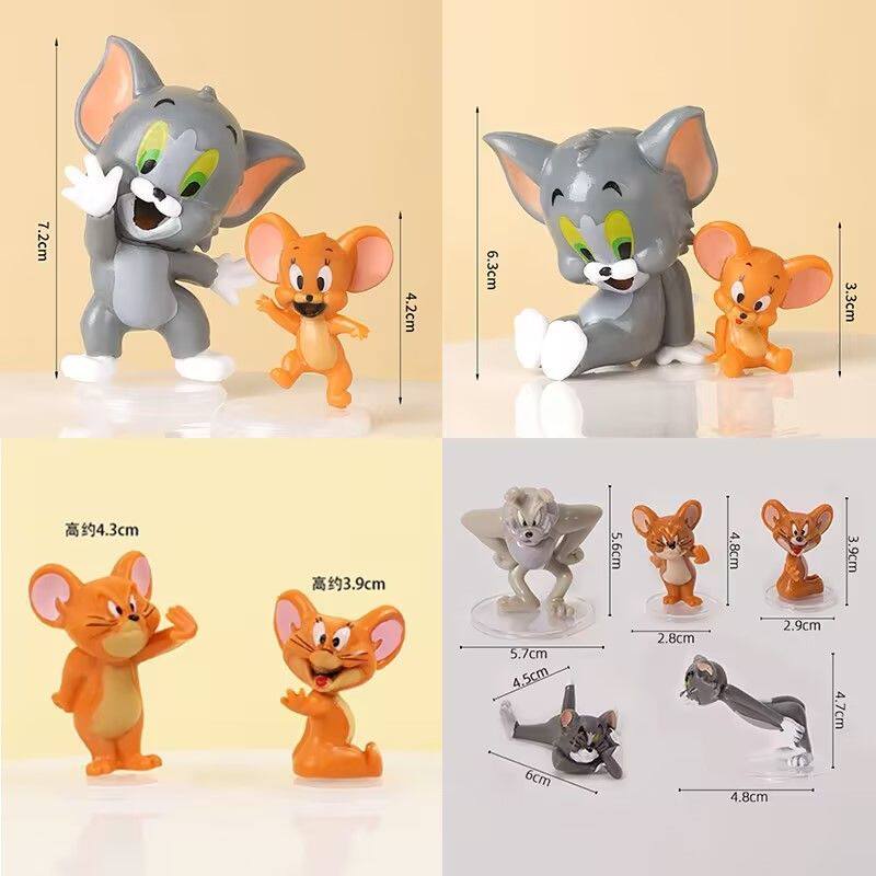 网红公仔猫和老鼠蛋糕装饰摆件汤姆杰瑞儿童生日甜品台装扮配件
