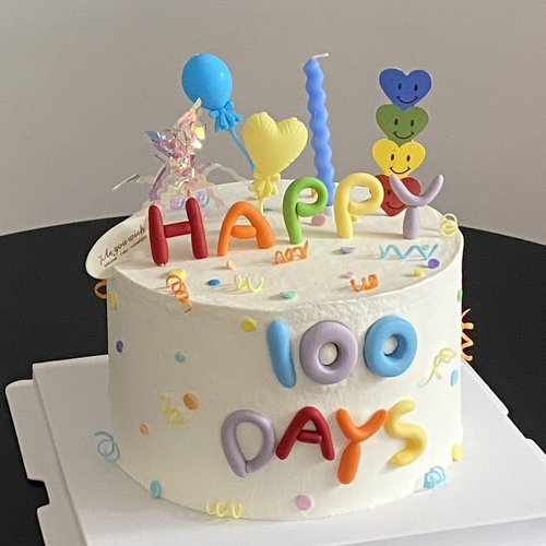 网红满月百天生日蛋糕装饰软胶happy100days字母爱心气球烘焙配件