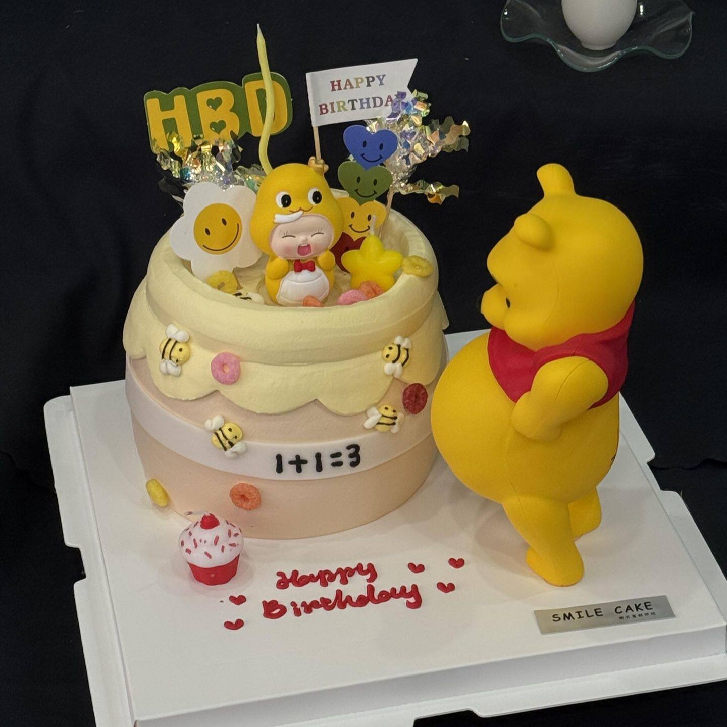 新款蛇宝宝蛋糕装饰摆件卡通可爱大肚熊小蜜蜂生日甜品装扮插件