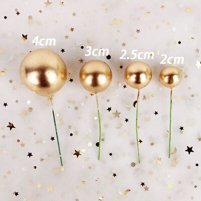 生日蛋糕烘焙装饰甜品台金属球金球银球铁丝插件金珠银珠插件插牌